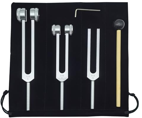 Stimmgabeln,Heilinstrument 128Hz,c128 Stimmgabel Neurologie, Klangheilungsinstrumente,Aluminiumlegierung Stimmgabel mit Silikonhammer Reparaturwerkzeug Stimmgabeln für Heilung (128Hz, 256Hz,512Hz)