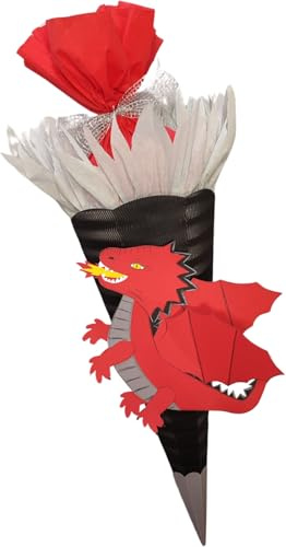 Schultüte Bastelset Drache rot von Prell- 3D-Wellpappe - Junge - Einschulung ? Zuckertüte ? Schulanfang