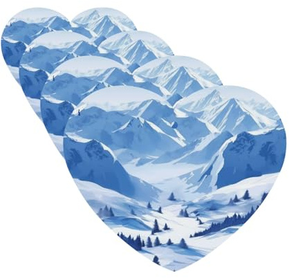 Schöne Landschaft verschneite Berge Auto Lufterfrischer Karten Set mit 4 Stück Hängende Duftkarten für Kleiderschrank Badezimmer Auto Aromatherapie Tabletten Rückspiegel Anhänger Auto Lufterfrischer