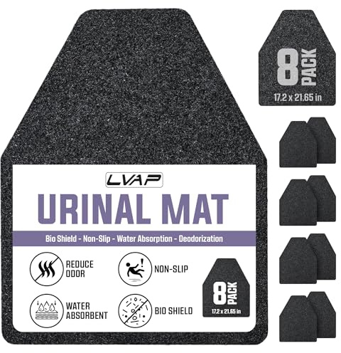 LVAP Urinal Mats for Men Bathroom Commercial | Urinal Mats Disposable | 8-Pack Black Odor-Control Urinal Pads for Professional Restroom Hygiene