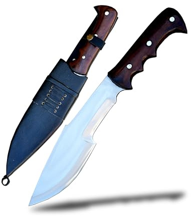 THE NEPAL 25,4 cm langes handgeschmiedetes traditionelles Chopper Messer – Mehrzweck-Überlebens- und Bushcraft-Werkzeug mit Rosenholzgriff, vorgeschärfte Klinge, Trekker-Messer