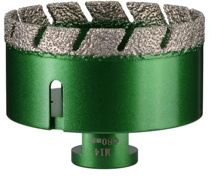 Vearter 80 mm Diamond Core Drill Bit, M14 Thread Connection Masonry Hole Saw, Vacuum Brazed Hollow Hole Cutter for Tile, Marble, Granite, Porcelain, Concrete, Quartz Stone
