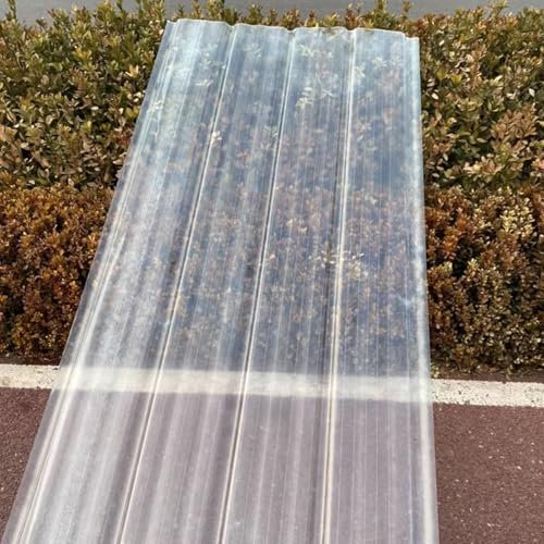 Placa Ondulada FRP,1.2mm Hojas De Techo Corrugado,Planchas Transparentes Tejados,Placa De Iluminación Natural De Fibra De Vidrio,FRP Con Resistencia A Los Rayos UV (0.9×1.2m/35×47in,1pcs)