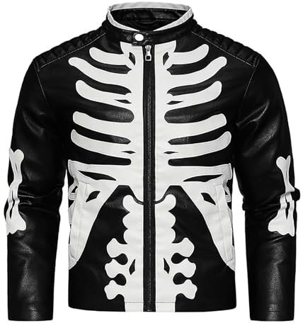 Giubbotto di Pelle Uomo, Giacca da Uomo in Similpelle con Collo Alto di Transizione Matelassee Moto Pilota Zippato Cerniera Casual Giacca Pelle Moto Giacca Mezza Stagione Chiodo Pelle Uomo