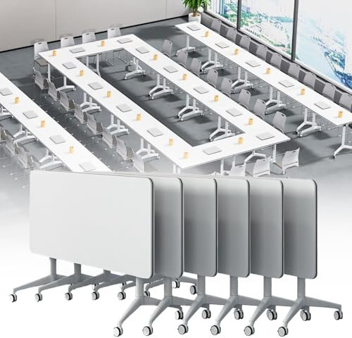 Mobiler Klapptisch Konferenztisch mit feststellbaren Rädern – Tragbarer Besprechungstisch für Büro, Klassenzimmer, Trainingsräume, höhenverstellbar, platzsparendes Design