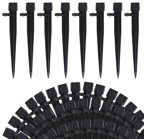 LUMOOM 50 Stück Gartenschlauch Befestigungsanker, 360-Grad-Bewässerungssystem, Micro Drip Tropfer, 8 Löcher Sprinkler, Steckgabel für 4/7mm Schlauch, Drip Irrigation Emitters, Gartenbewässerung (Rosa)