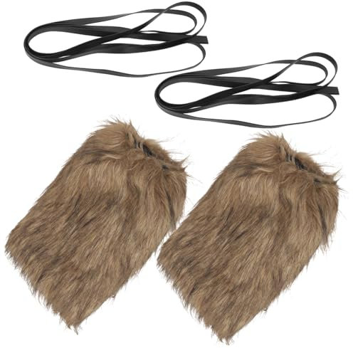 Holibanna Wikinger Beinwärmer Aus Kunstpelz Mit Elastischen Bändern Für Männer Und Frauen Geeignet Für Kälteres Wetter Accessoire Für Cosplay Und Mittelalterliche Outfits