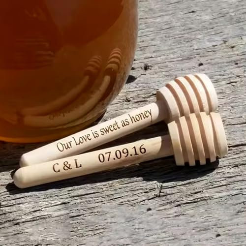 Bâtonnet De Miel En Bois Personnalisé, Cadeau De Mariage Personnalisé, Décoration De Fête Prénatale, Souvenir, Agitateurs En Bois, Cuillères À Miel, Bâtonnet À Miel, Bâtonnet À Tremper Le Miel En Bois