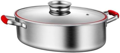 304 Stainless Steel Oval Steamed Fish Pot Multi Function Boiling Pot Fried Pan Stir Fried Pan Large Capacity Oval General Purpose