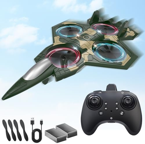 Mineup Avión Teledirigido, 2,4 GHz Avión De Control Remoto, Planeador Volante con Luz LED, Aviones De Radiocontrol para Niños, Principiantes, Adultos, Regalo De Juguete