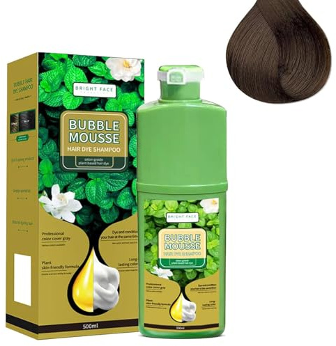 Lang anhaltende Pflanzenhaarfarbe, Schaum-Haarfärbeshampoo, Reiner Pflanzenextrakt für graue Haare, milde Pflegeformel, schnell wirkende Deckkraft für Männer und Frauen (Coffee Brown)