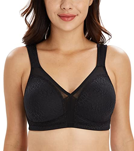 Lemorosy Soutien-Gorge Minimiseur Femme Grandes Tailles Confort Bonnets emboîtants sans Armatures réducteur de Fort portrine Noir FR95F