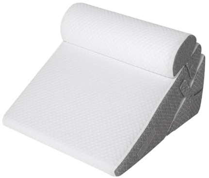 BRAVECOW Bed Wedge Pillow, 3-in-1 Adjustable Memory Foam Sleeping Support Headrest Incline Cushion, Washable Cover for Back Pain Leg Elevation