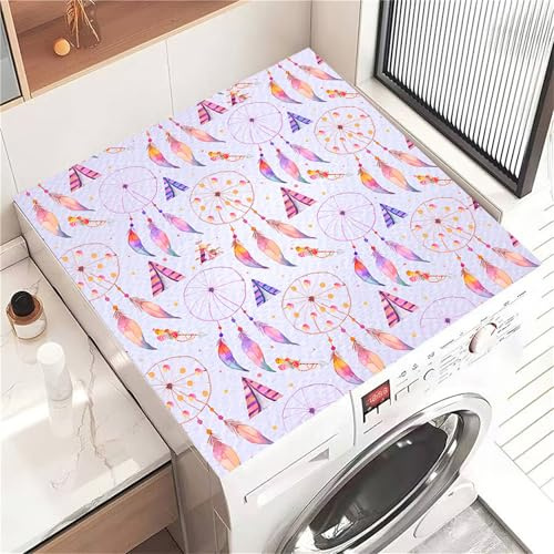 Highdi Housse de Protection pour Machine à Laver Top Attrape-Rêves à Souhaits, Coussin de Machine à Laver Antidérapant, Tapis de Protection pour Dessus Sèche-Linge Séchage Rapide (Lavande,30x40cm)