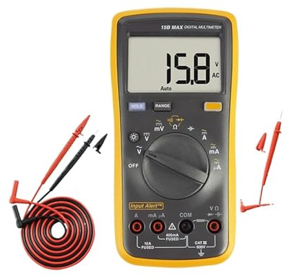 15B MAX 17B MAX KIT Digital Multimeter DMM Audible/Visual Alarm AC/DC Voltage Current Capacitance Ohm Temperature Tester(15B MAX-KIT)