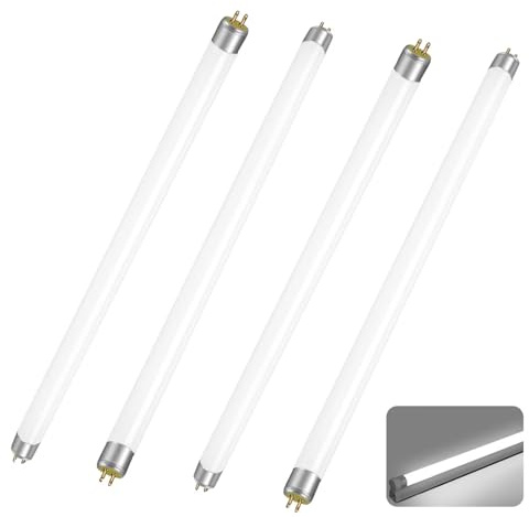 Tubo Fluorescentes T5 14W, Tubos Fluorescentes T5 G5 14W 549mm, Blanco Frío 6000K, AC 220V Bombillas CFL de Bajo Consumo 1156LM, Sin Parpadeo, Para lLces de Emergencia y Luces de Tira, Paquete de 4