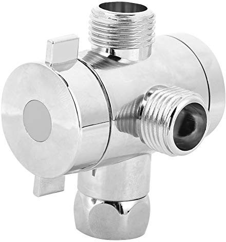 G1/2 3 - Way Shower Diverter Valve, Bathroom Shower Adapter with Shower Head Holder, Chrome Plated ABS Material, for Garden Hoses, Water Filters and Standard Faucets, Easy to Insta (Interface 1)