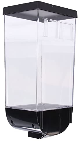 Rengue Square Dry Food Dispenser, ABS Material, Black, Large Capacity, Button Control for Kitchen Storage Square Dry Food Dispenser, Wall Mounted, Nan Kitchen (1.5L)