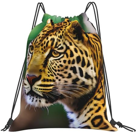 Gul leopardtryck kvinnor män dragsko väska bärbar simväskor vikbar ryggsäck för strand sport vandring