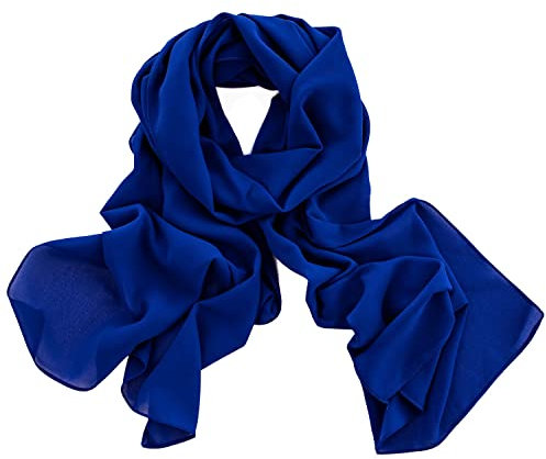 Dolce Abbraccio Damen Schal Stola Halstuch Tuch aus Chiffon für Frühling Sommer Ganzjährig Royalblau Blau