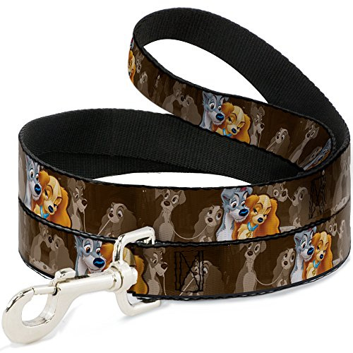 Buckle-Down Hundkoppel dam och tramp 2 poser spaghettikyss scen brun finns i olika längder och bredder för små medelstora hundar och katter, 1,27 cm lång – 1,27 cm bred