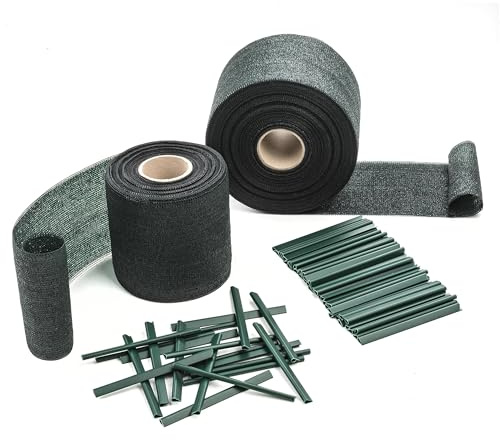 ESTEXO HDPE Sichtschutzstreifen für Doppelstabmatten, 19 cm x 35 m in Grün incl. Clips