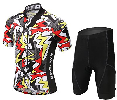 LSHEL Kinder Jungen Radtrikot Set Mädchen Fahrrad Trikot Kurzarm und Radhose mit Sitzpolster Radsport Anzüge, Bildfarbe, 152/158(Herstellergröße: XXXL)