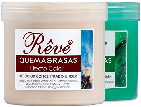 REVE PACK Quemagrasas Efecto Calor + Efecto Frio - Gel de crema reafirmante adelgazante anticelulÌtica potente reductora de abdomen, caderas y glúteos para hombre y mujer de 500 ml + 500 ml.