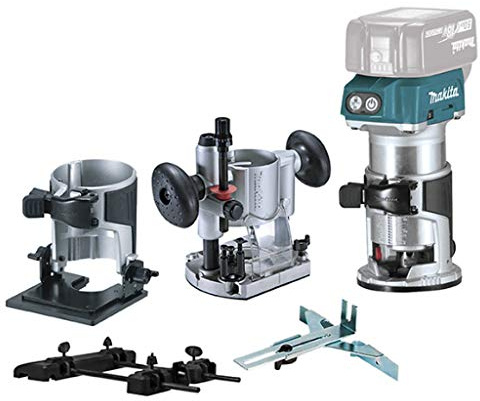 Makita DRT50ZJX9 Multifunktionsfräse, 18 V, 8 mm, mit Adapterschiene, mehrfarbig