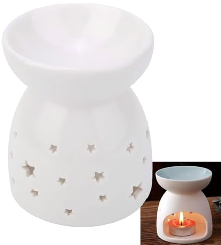 VIFER Duftlampe für Nacht, Keramik-Ölbrenner, ätherische Öllampe, Weihrauchkerze, Aromatherapie, Ofen für Schlafzimmer, Wohnzimmer, Büro (Stern)