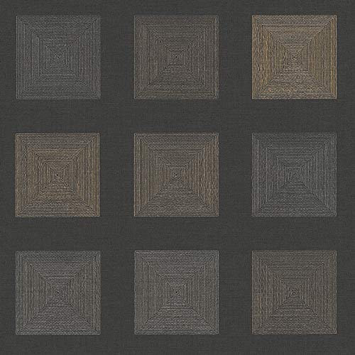 BRICOFLOR Papier peint intissé | Papier peint graphique & géométrique - Tapisserie chambre - Argent, Noir / Anthracite | Taille 10,05 x 0,53 m = 5.33 m² BR371724P491ETN
