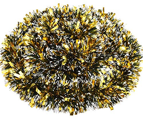 EBOOT 32.8 Feet Christmas Tinsel Garland - Thick, Shiny, Glittering Tree Hanging Decoration for Indoor and Outdoor Christmas Party (Gold)