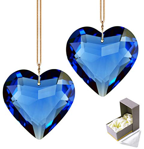 Sonnenfänger mit blauem Herz-Kristall, 45 mm, zum Aufhängen, für Fenster, Innen- und Außenbereich, Regenbogen-Macher, Geschenke für Mutter, Oma, Freundin
