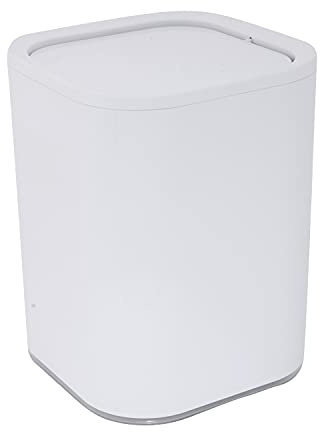 Bath Bliss 8 liter sopkorg i akryl | Viktat svänglock | Liten papperskorg | Soptunna | Soptunna | Sopbehållare | Modern design | Badrum | Sovrum | Kontor | Studentrum | Vit