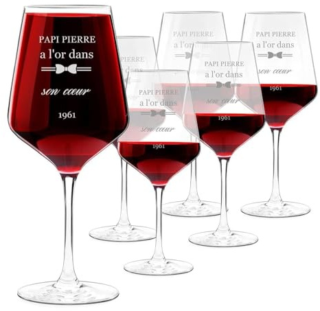 Maverton Verres à Vin en Cristal pour l’homme, Set de 6 Verres XL | Verre Personnalisé à Vin Rouge et Blanc, Cadeau d’anniversaire pour amateur de spiritueux, Or