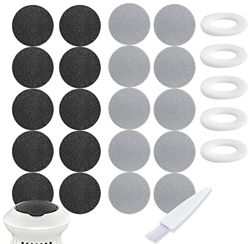 Ersatz-Pads für Pedi Vac, tragbar, elektrisch, Vakuum, Hornhautentferner, Fußfeile für Peeling, rissige Fersen, abgestorbene Haut mit einer sauberen Bürste, 25 Stück (20 x Schleifkopf-Pads + 5 x