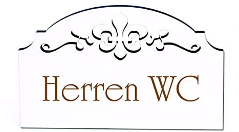 Herren-WC Türschild Toilette Schild Holz graviert Ornamente selbstklebend Türdeko 15,5 x 9,5 cm