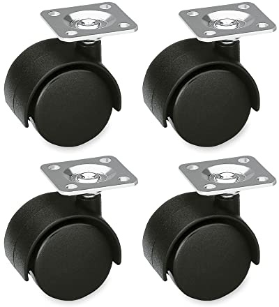 Amig - Lot de 4 Roulettes pour Meubles - 35 mm - Charge Maximale par Roue 25 kg - Platine en Acier - Fabriquées en Nylon - Sans Frein - Idéales pour Chaises de Bureau ou Tables Basses