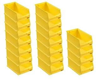 PROREGAL SET SUPER ÉCONOMIQUE 18x Bac à bec jaune 4.0 | HxLxP 15x20x35cm | 7,2 litres | Boîte de visualisation, boîte d'étagère, boîtes de rangement, empilables