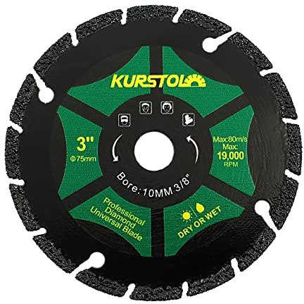 KURSTOL Disco Diamantato 75mm x 10 mm - Dischi diamantati Lama per Sega Universale per Armato Cemento Metallo Rebar Ferro PVC Tutti i Materiali Resistenti