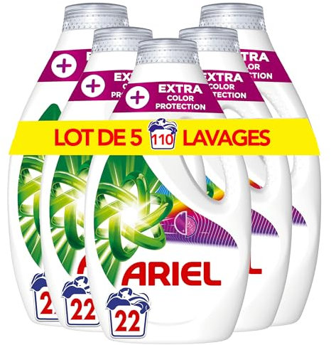 Ariel Lessive Liquide, 155 Lavages (5x31 lavages), Nettoyage impeccable et protection de la couleur, Technologie de rajeunissement des fibres