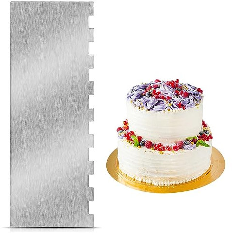 KIPTVO Metal Cake Scraper, 9 Inch Stainless Steel Icing Scraper and Icing Smoother, Large Cake Scraper for Cake Decorating, Cake Decorating Tools, Cake Smoother for Buttercream