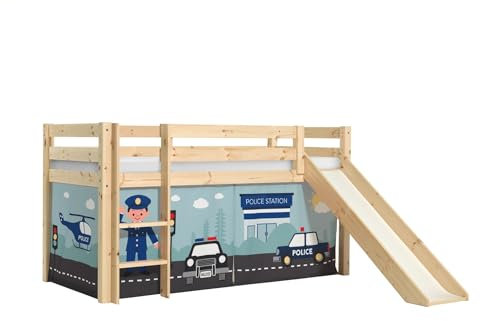 möbelando Spielbett >Pino< in Kiefer massiv Natur lackiert - 210x114x218 (BxHxT)