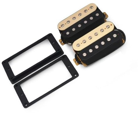 Gitarren-Tonabnehmer Faced Humbucker Doppelspulen-Tonabnehmer Für E-Gitarre, 50 Mm, Mit Rahmen, Gelb/Schwarz, Mit Montagerahmen Für Gitarrenzubehör (Color : 1 Set N and B)