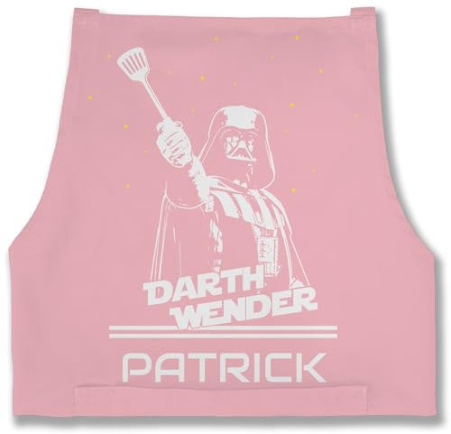 Schürze - Grillschürze Herren - Darth Wender mit Name I Geschenk Männer Grill Geschenke - 85x69 - Rosa - grillzubehör personalisierte schürzen grill-schürze grillen kochschürze für zum papa