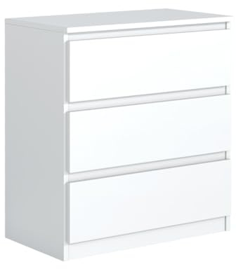 MebLocker Commode à 3 tiroirs, idéale pour Le Salon, la Chambre à Coucher, la Chambre d'enfant, la Chambre d'adolescent et Le Bureau, Solution Moderne et élégante (Blanc)