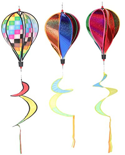 SUPVOX 3 Piezas Molinillo Arcoíris Decoraciones Globo Aerostático -nner Molinos De Viento De Jardín Tornados De Viento De Jardín Móvil De Viento En Espiral Paño Colgante