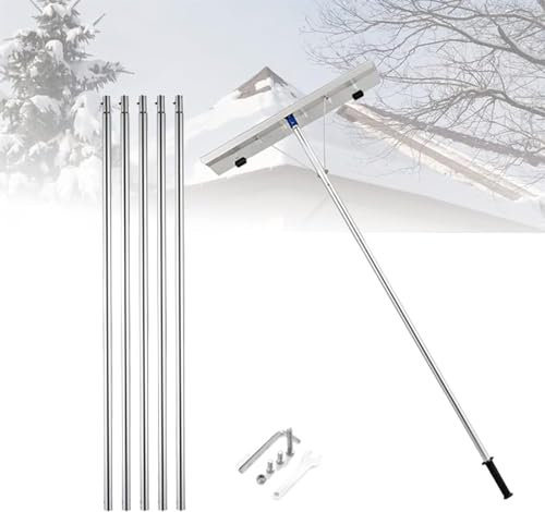 Spazzaneve Manuale Telescopico da Tetto, Spazzaneve Mobile con Ruote e Maniglia ad Altezza Regolabile, Resistente, Adatto per la Pulizia di vialetti o passerelle, Prato da Giardino