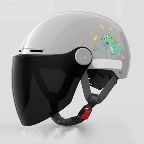 QJWMatic Demi-Casque De Moto pour Enfants Casque Ouvert Rétro Léger Jet avec Visière pour Garçons Et Filles De 3 À 16 Ans A,48-58CM