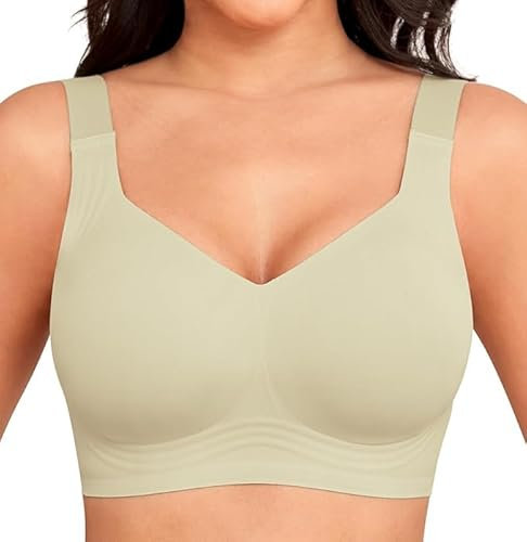 Yommay No-Wire Full Coverage Bra for Women - Comfort Ladies Sleep Everyday Bra With Padding, Light Green, M